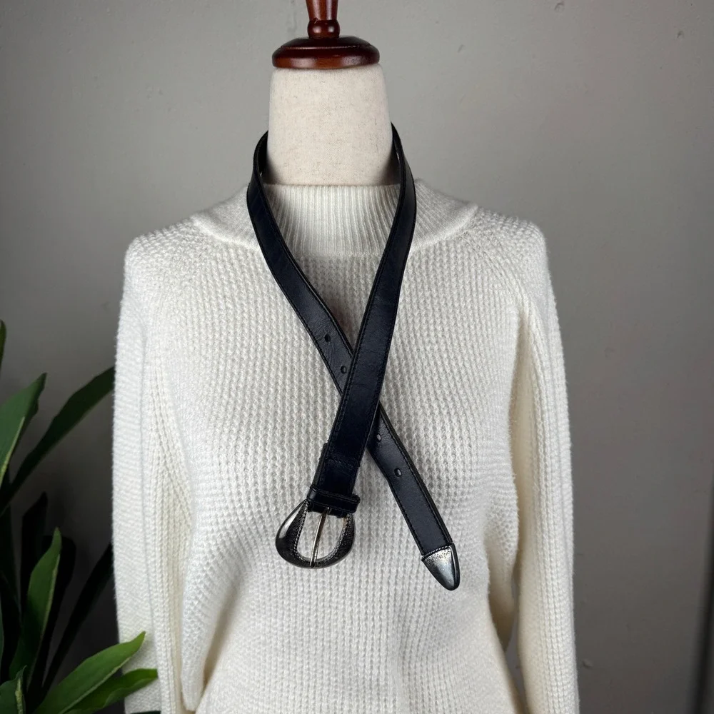 Vintage Western Americana Leather Liz Claiborne Black Belt Women Small Petite